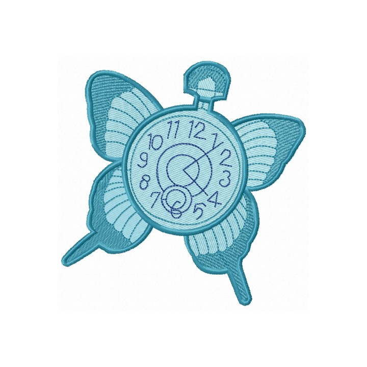 Butterfly clock embroidery design - Embroidery Design