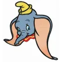 Dumbo embroidery design featuring the beloved character wearing a yellow hat, perfect for various stitching projects.