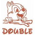 Double chipmunk embroidery design featuring two playful chipmunks, ideal for stitching on apparel or home decor.