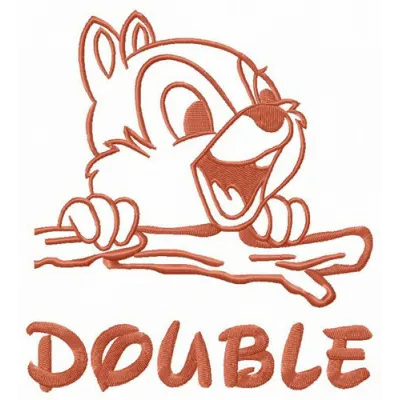 Double chipmunk embroidery design featuring two playful chipmunks, ideal for stitching on apparel or home decor.