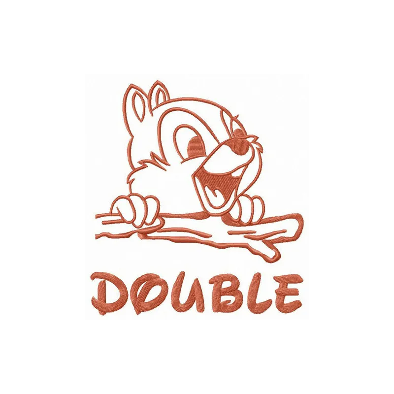 Double chipmunk embroidery design featuring two playful chipmunks, ideal for stitching on apparel or home decor.