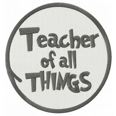 Teacher of all Things embroidery design featuring whimsical Dr. Seuss-inspired motifs for creative stitching projects.