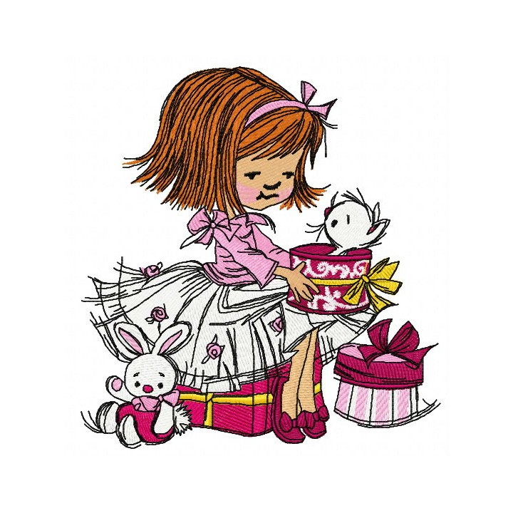 Girl's presents embroidery design - Embroidery Design
