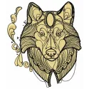 Clever dog embroidery design showcasing a playful canine motif, perfect for stitching on t-shirts or tote bags.