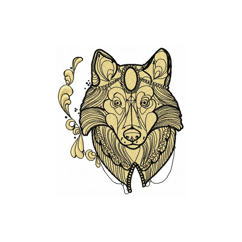 Clever dog embroidery design showcasing a playful canine motif, perfect for stitching on t-shirts or tote bags.