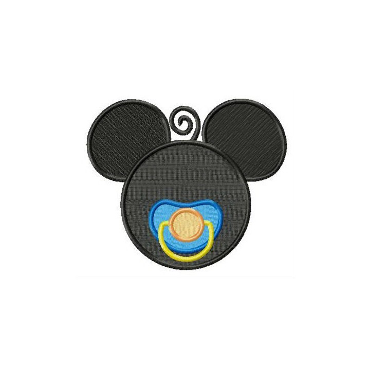 Mickey with baby dummy embroidery design - Embroidery Design