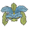 Shaman mask embroidery design from the Fantastic World collection, showcasing intricate stitching patterns for creative proj…