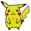 Pikachu embroidery design showcasing a vibrant and playful stitch pattern, perfect for various fabric items.