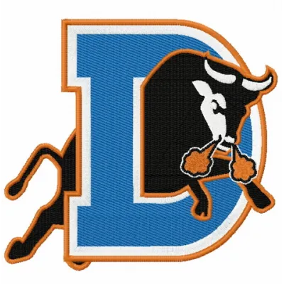 Durham Bulls logo embroidery design preview for baseball-themed stitching projects on caps and apparel.
