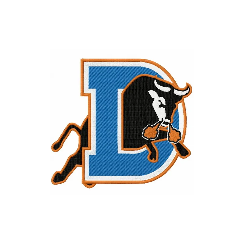Durham Bulls logo embroidery design preview for baseball-themed stitching projects on caps and apparel.