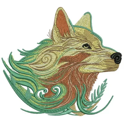 Preview of the Wolf Spirit 3 embroidery design, featuring a majestic wolf motif suitable for various stitching projects.