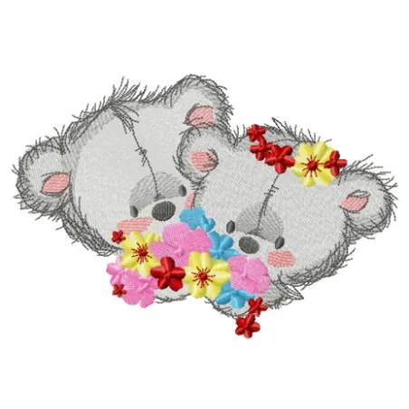 Preview of Teddy Bears wedding day 2 embroidery design featuring adorable bears in wedding attire.