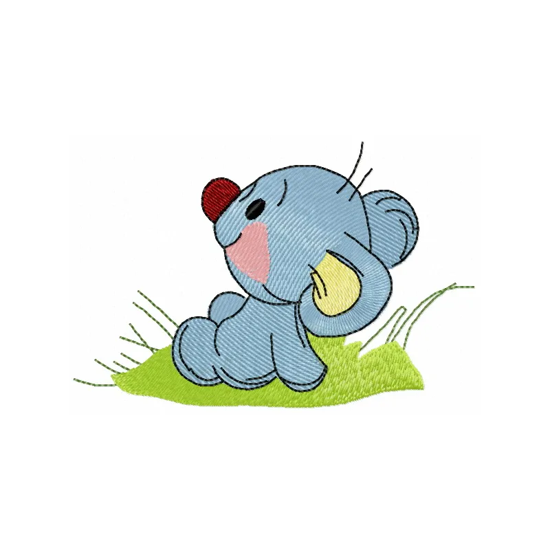 Curious mouse 2 embroidery design showcasing an adorable mouse motif, perfect for stitching on baby onesies or tote bags.