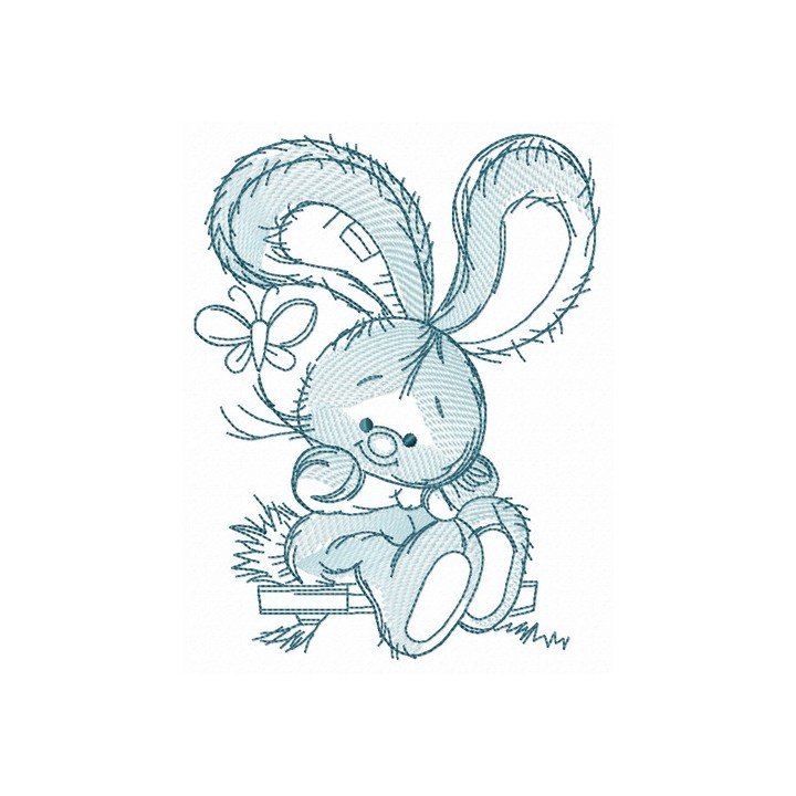 Bunny swinging on teeter 6 embroidery design - Embroidery Design