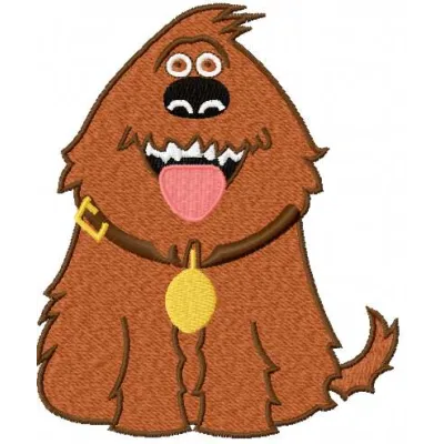 Duke embroidery design from The Secret Life of Pets, showcasing a playful canine motif for stitching projects.