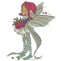 Berry fairy embroidery design showcasing a whimsical fairy with vibrant berries, ideal for creative stitching projects.