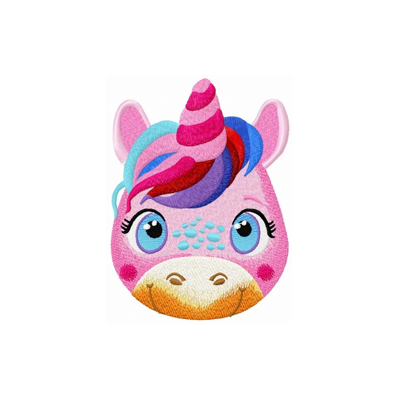 Young unicorn embroidery design showcasing a whimsical, colorful unicorn motif for creative projects.