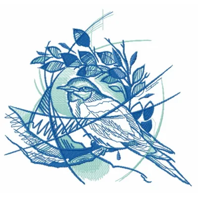 Bird's nest embroidery design featuring delicate stitching patterns, perfect for decorating apparel and home items.