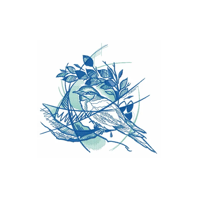 Bird's nest embroidery design featuring delicate stitching patterns, perfect for decorating apparel and home items.