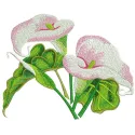 Two arum lilies embroidery design showcasing elegant floral motifs for creative stitching projects.