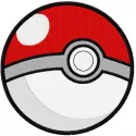 Pokeball embroidery design showcasing vibrant colors, ideal for stitching on t-shirts, caps, and tote bags.