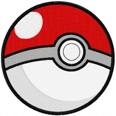 Pokeball embroidery design showcasing vibrant colors, ideal for stitching on t-shirts, caps, and tote bags.