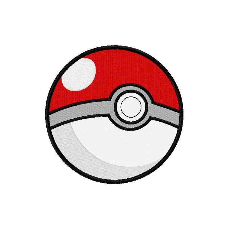 Pokeball embroidery design showcasing vibrant colors, ideal for stitching on t-shirts, caps, and tote bags.