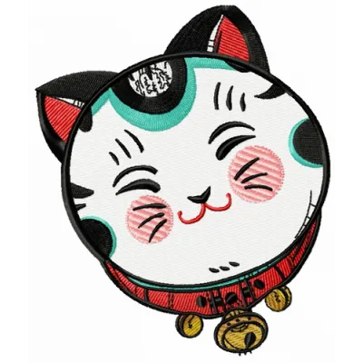 Preview of the Cute Maneki Neko 3 embroidery design, showcasing an adorable oriental cat motif for stitching.