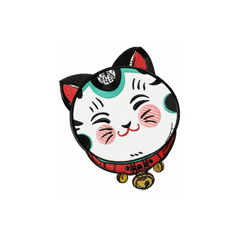 Preview of the Cute Maneki Neko 3 embroidery design, showcasing an adorable oriental cat motif for stitching.