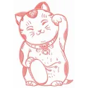 Preview of Cute Maneki Neko 2 embroidery design, featuring a charming cat motif ideal for various fabric projects.