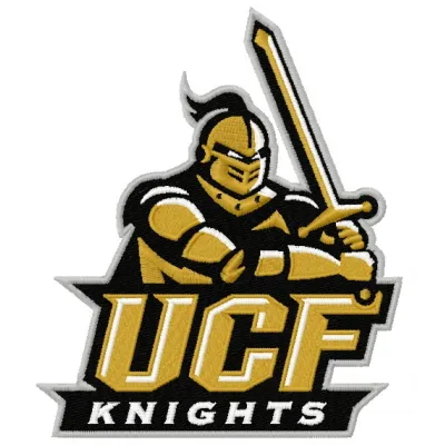 UCF Knights logo embroidery design showcased on fabric, ideal for college sports enthusiasts and team spirit projects.