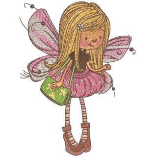 Little Fairy gold hair embroidery design - Embroidery Design