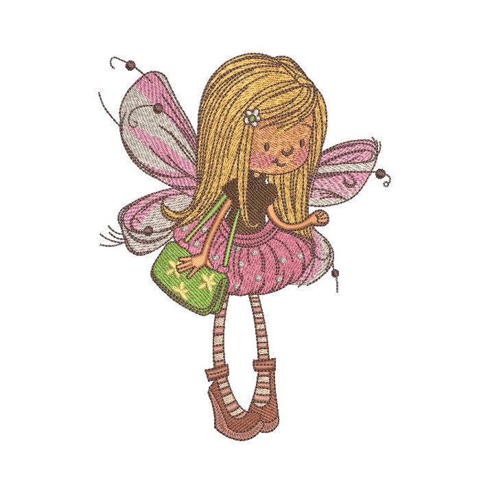 Little Fairy gold hair embroidery design - Embroidery Design