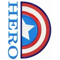 Captain America hero embroidery design featuring the iconic shield, perfect for jackets and t-shirts.