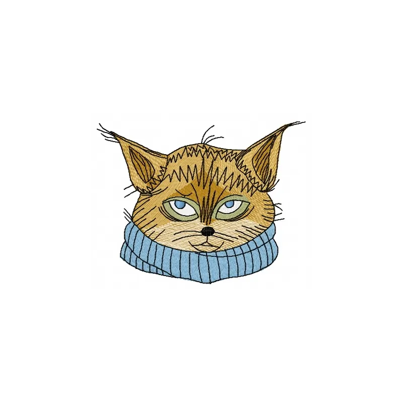 Preview of a poor cat embroidery design featuring a sad feline motif, ideal for stitching on t-shirts and tote bags.