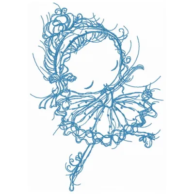 A delightful ballerina dancing embroidery design, perfect for embellishing garments for girls and women.