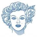 Monroe face 2 embroidery design preview, showcasing a stylish stitched motif for girls and women.