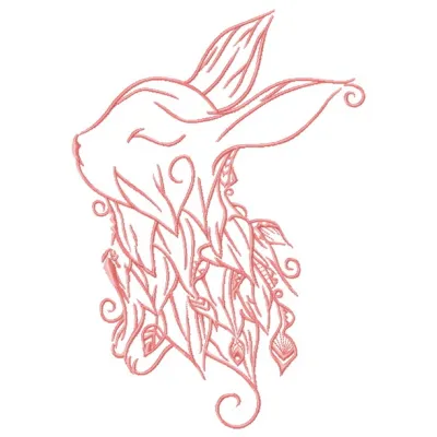 Foliar bunny 2 embroidery design showcasing a charming bunny motif perfect for stitching on baby onesies or pillows.