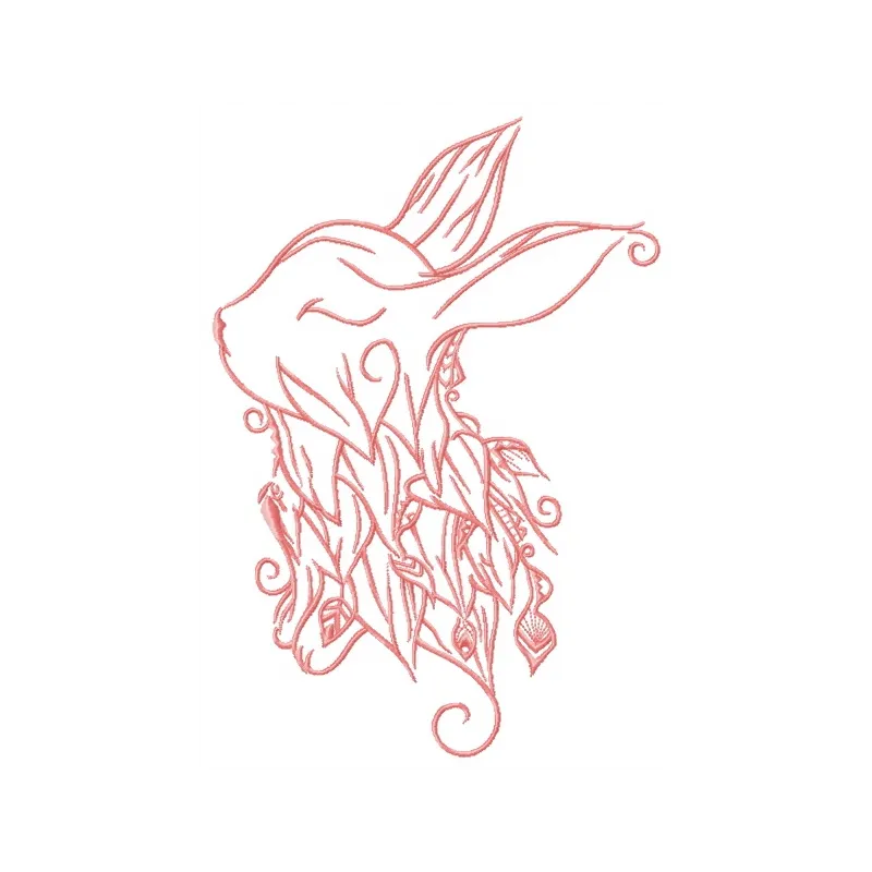 Foliar bunny 2 embroidery design showcasing a charming bunny motif perfect for stitching on baby onesies or pillows.