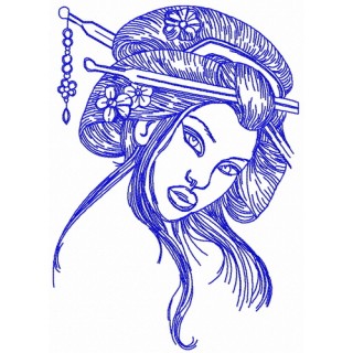 Shy Japanese embroidery design - Embroidery Design