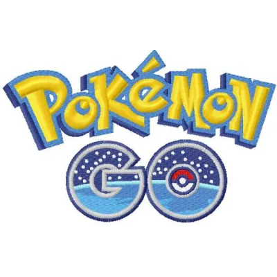 Embroidery design of the Pokemon Go logo, showcasing intricate stitching for creative projects.