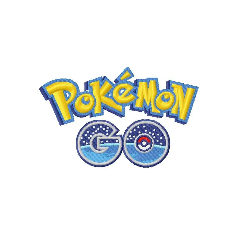 Embroidery design of the Pokemon Go logo, showcasing intricate stitching for creative projects.