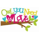 Preview of the 'Owl You Need Is Love' embroidery design featuring a whimsical owl with a heart, perfect for creative project…