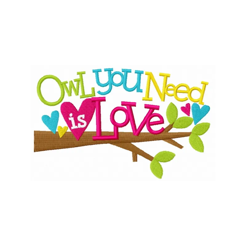 Preview of the 'Owl You Need Is Love' embroidery design featuring a whimsical owl with a heart, perfect for creative project…