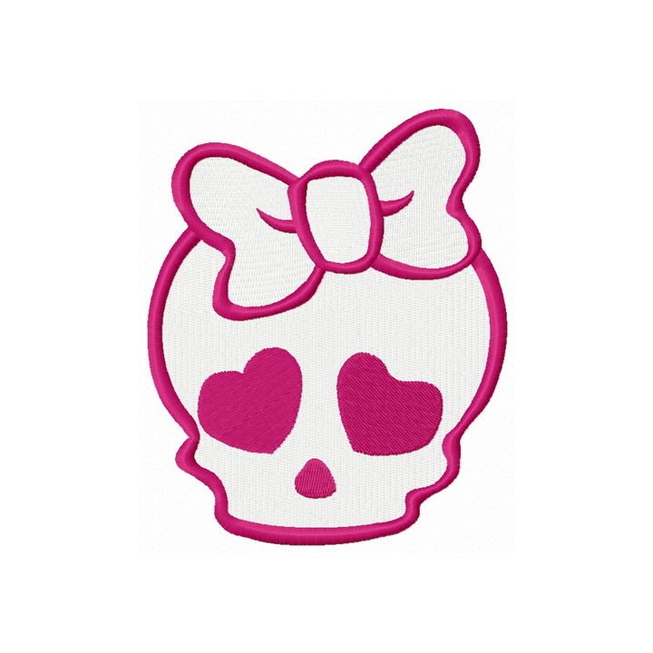Girl's skull embroidery design - Embroidery Design