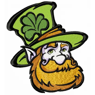 Leprechaun 6 embroidery design showcasing a charming leprechaun for St. Patrick's Day projects.