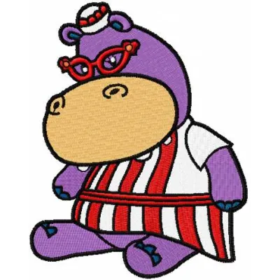 Hallie Hippo 9 embroidery design from Doc McStuffins, showcasing a colorful stitched motif for creative projects.