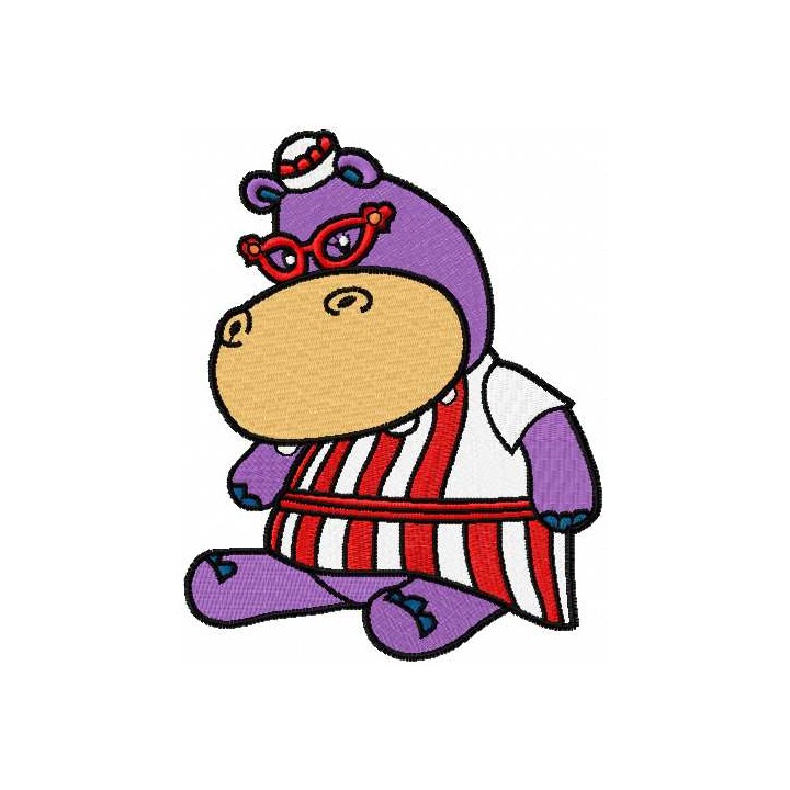 Hallie Hippo 9 embroidery design - Embroidery Design