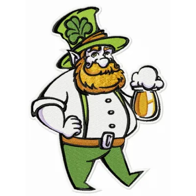 Leprechaun 3 embroidery design showcasing a whimsical leprechaun ideal for St. Patrick's Day projects.