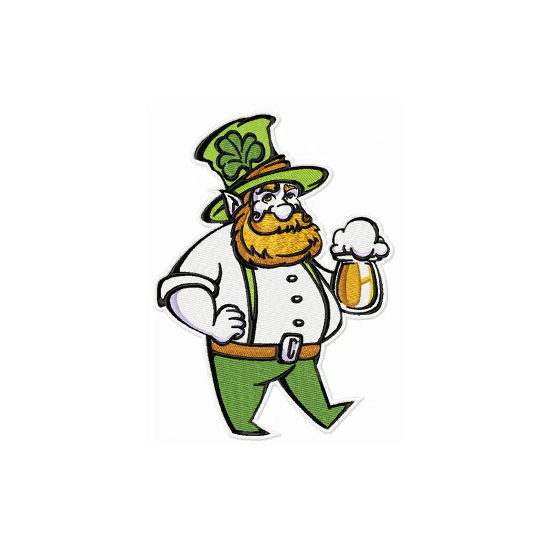 Leprechaun 3 embroidery design showcasing a whimsical leprechaun ideal for St. Patrick's Day projects.